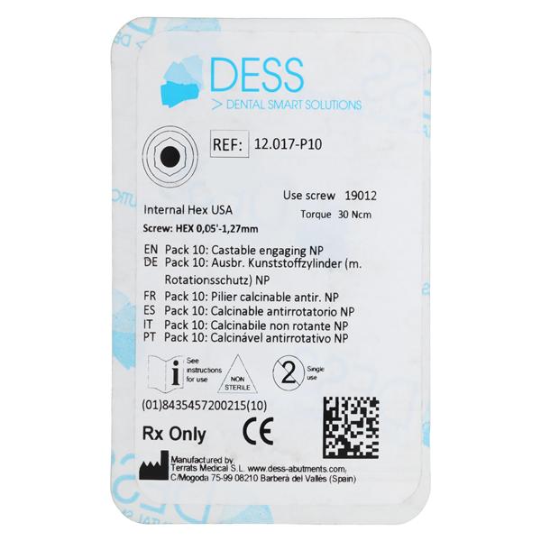 Abutment Castable Plastic-Polyoxymethylene Non-Eng 4.1 Nobel Branemark 10/Pk