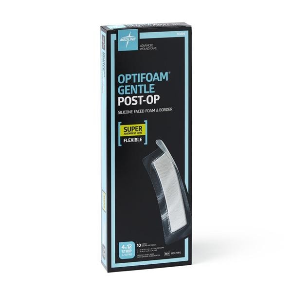 Optifoam Foam Post-Op Dressing 4x12" Sterile Rectangle Slcn Adh Spr Abs LF