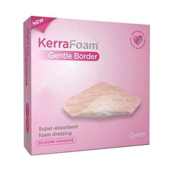 KerraFoam Fm/Slcn Gentle Border Dressing 4x4 5 Layer Strl Slcn Adh Spr Abs, 10 CR/CA