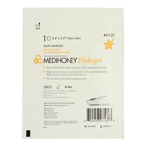 MediHoney Honey Hydrogel Dressing 2.4x2.4" Sterile Square Sheet Non-Adhesive