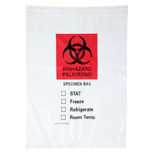 Specimen Bag 12x15" Clear Zip Closure 2mil Thick/3 Wall/Biohazard...