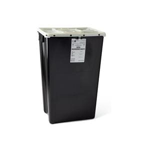 Waste Container 18gal Black 24.6x17.3x13" Port Lid Locking Lid Plastic 7/Ca