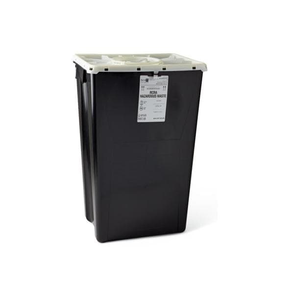 Waste Container 18gal Black 24.6x17.3x13" Port Lid Locking Lid Plastic 7/Ca