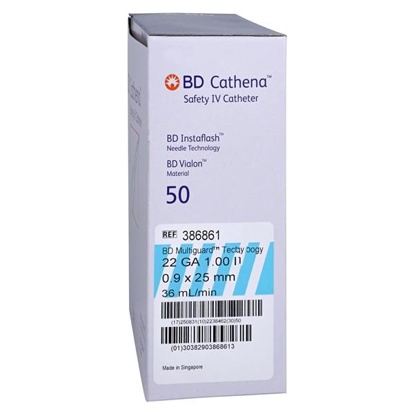 Cathena Catheter Access Device Shielded 22 Gauge 1" Blue 50/Bx, 4 BX/CA