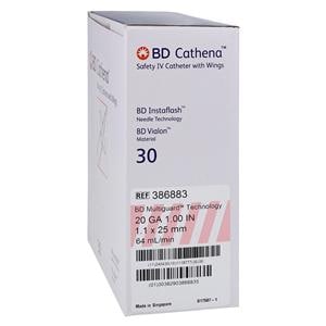 Cathena Safety IV Catheter Shielded 20 Gauge 1" Pink 30/Bx, 4 BX/CA