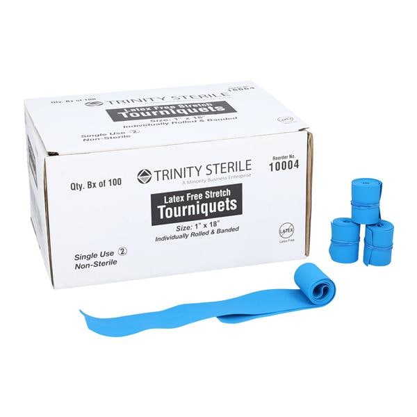 Compressing Device Tourniquet Polyisoprene 18x1" Blue RL/Bnd LF Dsp NS 100/Bx