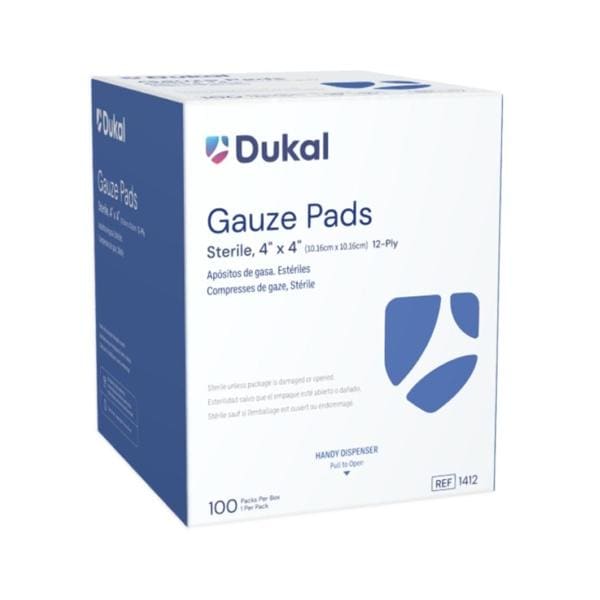 100% Woven Cotton Gauze Pad 4x4" 12 Ply Sterile Square, 12 BX/CA