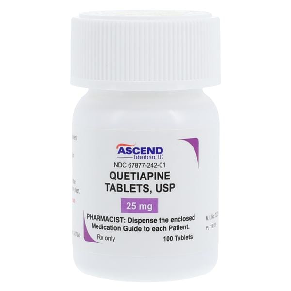 Quetiapine Fumarate Tablets 25mg Bottle 100/Bottle Each