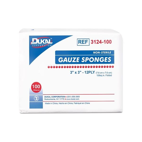 Everyday Care 100% Woven Cotton Gauze Sponge 3x3" 12 Ply Non-Sterile LF, 40 BG/CA