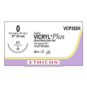 Vicryl Plus Suture 0 27" Triclosan/Polyglactin 910 Braid CT Violet 36/Bx