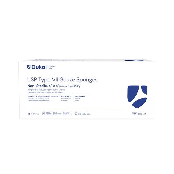 Cotton Gauze Type VII Dressing 4x4" 16 Ply Non-Sterile X-Ray Detectable, 20 BG/CA