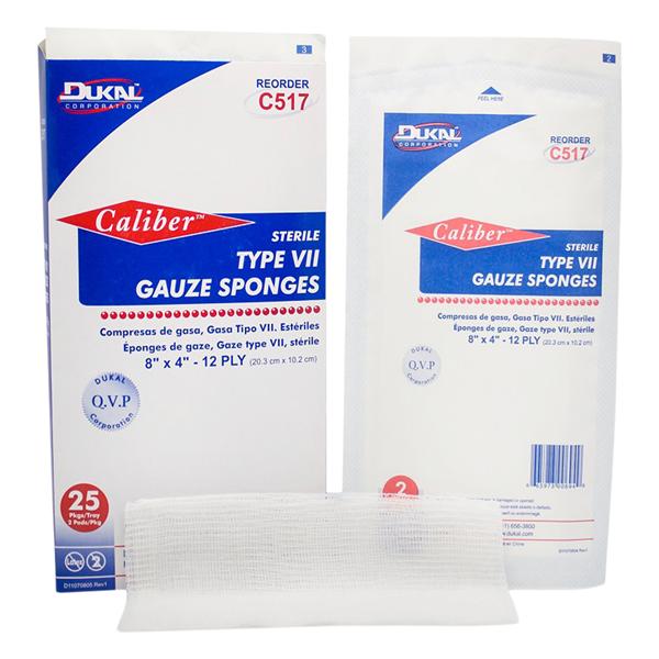 Premium Care 100% Woven Cotton Gauze Sponge 8x4" 12 Ply Sterile USP Type VII LF, 20 BX/CA