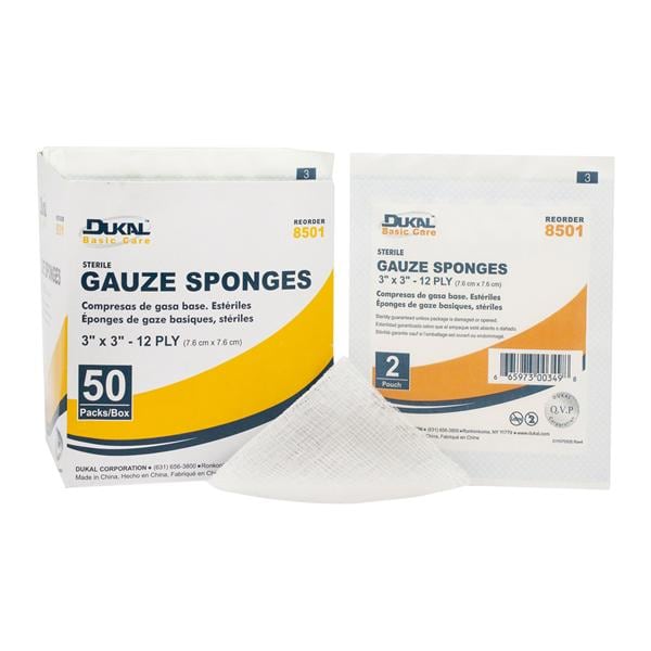 Everyday Care 100% Woven Cotton Gauze Sponge 3x3" 12 Ply Sterile, 24 BX/CA