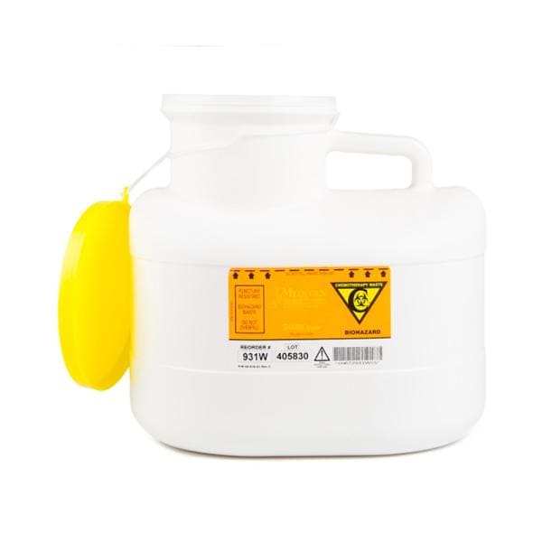 Sharps-Tainer Chemotherapy Sharps Container 10qt Wht/Blk/Ylw 12x9x11 Ld PP 12/Ca
