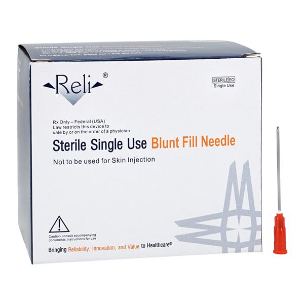 Reli Blunt Fill Needle 18gx1.5" Protective Shield/ Safety 100/Bx