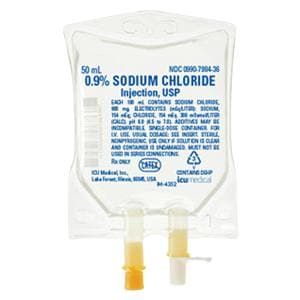 IV Injection Solution 0.9% Sodium Chloride 50mL Bag 80/Ca