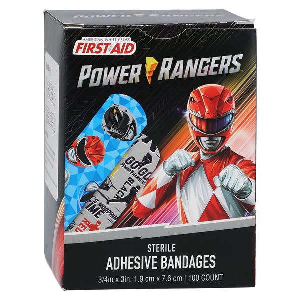 American White Cross Adhesive Bandage Plastic 3/4x3" Power Rangers Strl 100/Bx, 12 BX/CA