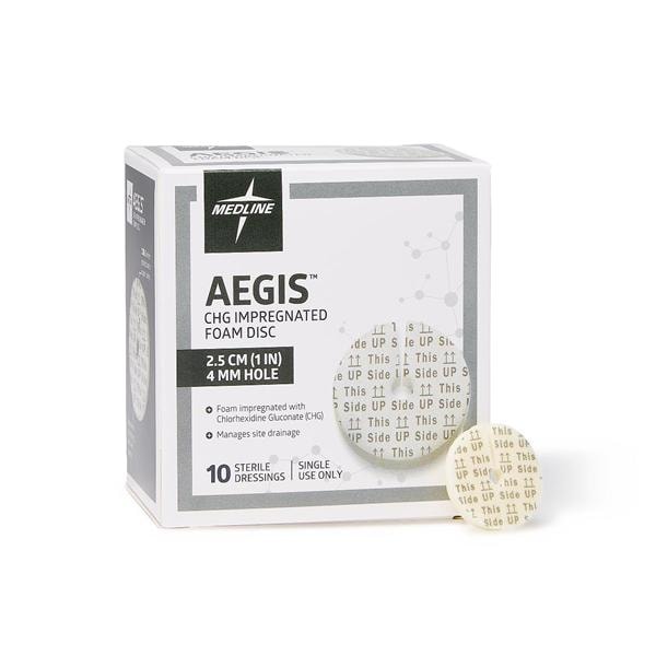 Aegis Chlorhexidine Gluconate IV Disc 1" Diameter Disc Self-Adherent Abs LF