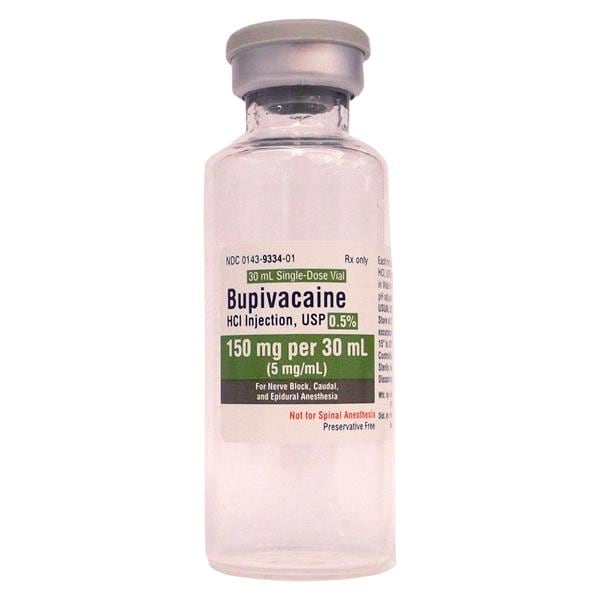 Bupivacaine HCl Injection 0.5% Preservative Free SDV 30mL 10/Package