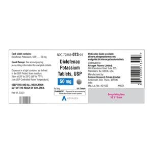 Diclofenac Potassium Tablets 50mg Bottle 100/Bottle Each