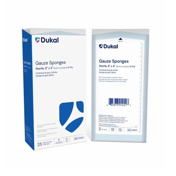 100% Woven Cotton Gauze Sponge 8x4" 12 Ply Sterile LF