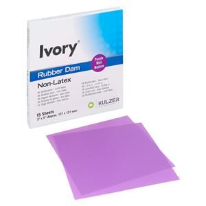 Ivory Latex-Free Rubber Dam 5 in x 5 in Medium Gauge Purple Mint 15/Bx