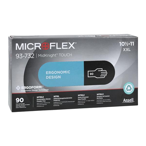 MICROFLEX MidKnight Touch Nitrile Exam Gloves 2X-Large Black Non-Sterile