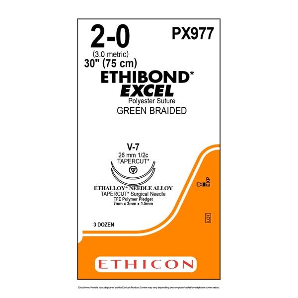 Ethibond Excel Suture 2-0 30" Polyester Braid V-7 Green 36/BX