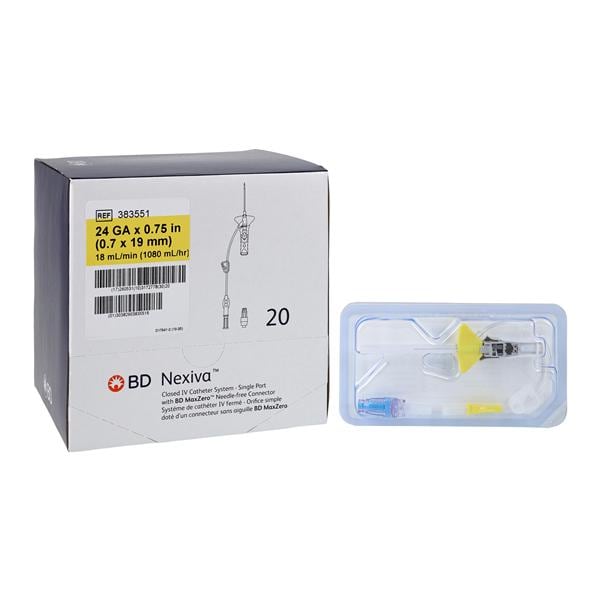 Nexiva IV Catheter 24 Gauge Yellow Hub 20/Bx, 4 BX/CA
