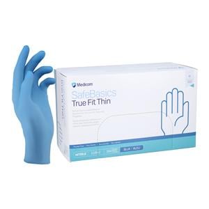 SafeBasics True Fit Thin Nitrile Exam Gloves Medium Blue Non-Sterile 300/Bx