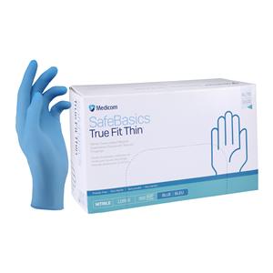 SafeBasics True Fit Thin Nitrile Exam Gloves X-Large Blue Non-Sterile, 8 BX/CA
