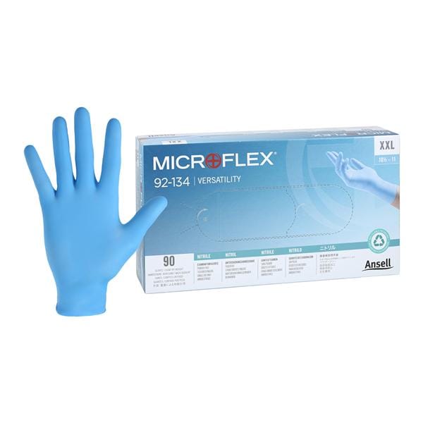 Microflex Nitrile Exam Gloves 2X-Large Light Blue Non-Sterile 90/Bx