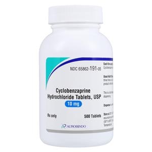 Cyclobenzaprine HCl Tablets 10mg Bottle 500/Bottle Each
