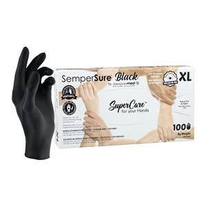 SemperSure Nitrile Exam Gloves X-Large Black Non-Sterile