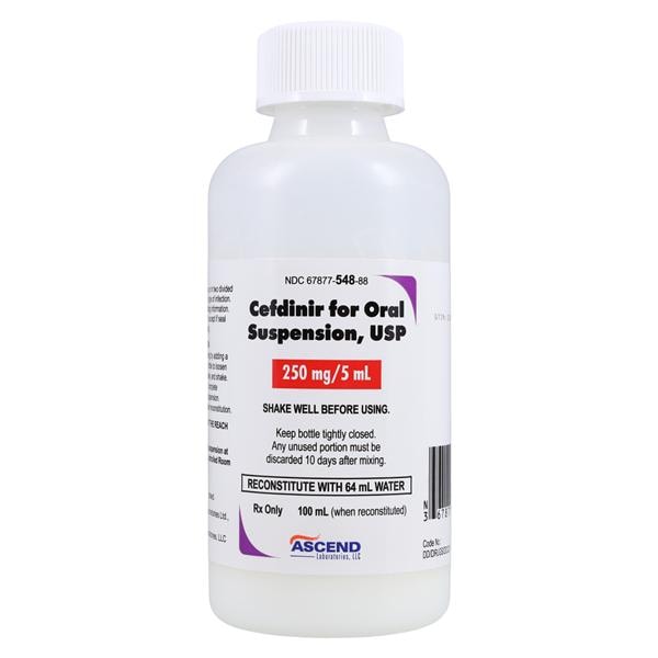 Cefdinir Oral Suspension 250mg/5mL Strawberry Bottle 100mL Each