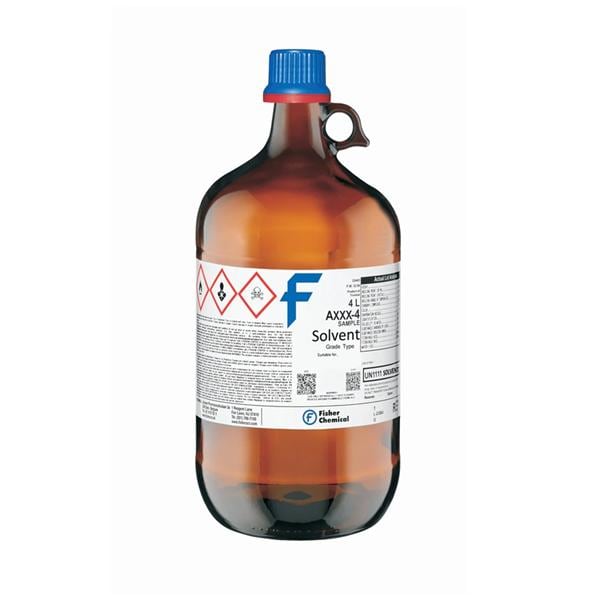 Fisher Chemical Laboratory Grade Methanol Colorless 4L Glass Bottle Ea