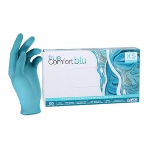 True Comfort Blu Chloroprene Exam Gloves X-Small Ocean Blue Non-Sterile 100/Bx