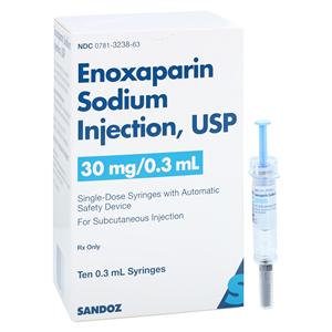 Enoxaparin Sodium Injection 30mg Prefilled Syringe 0.3mL 10/Packa...