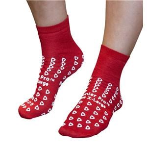 PremierPro Slipper Socks Polyester Blend Red Medium Reusable 48/Ca