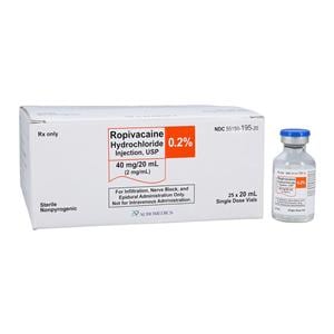 Ropivacaine HCl Injection 0.2% 2mg/mL Preservative Free SDV 20mL...