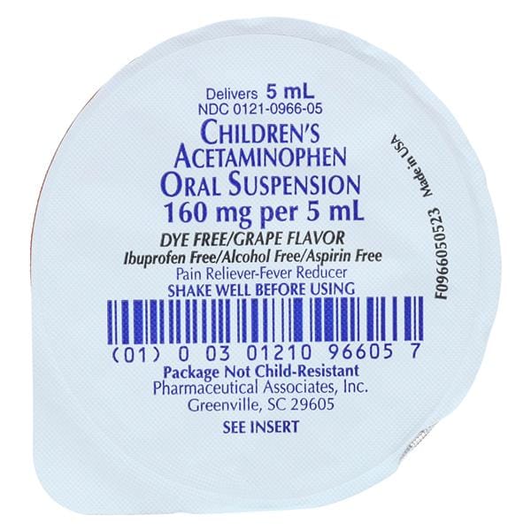Acetaminophen Children Oral Suspension 160mg/5mL Grape 5mL Unit D...