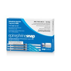 Epinephrine Snap Injection 1mg/mL 1:1000 Contains 3 Doses Kit Ea