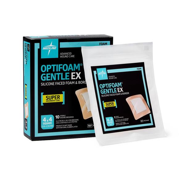 Optifoam Gentle EX Foam Border Dressing 4x4" Sterile Adhesive Super Absorbent LF