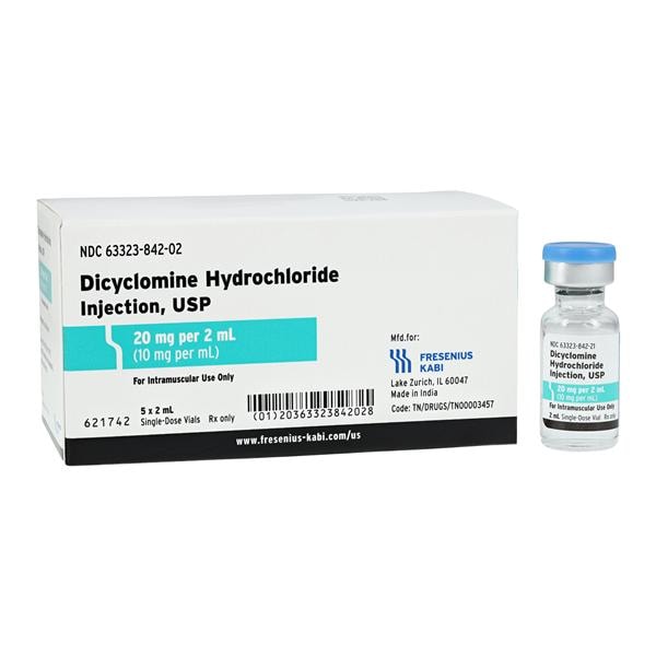 Dicyclomine HCl Injection 10mg/mL SDV 2mL 5/Package