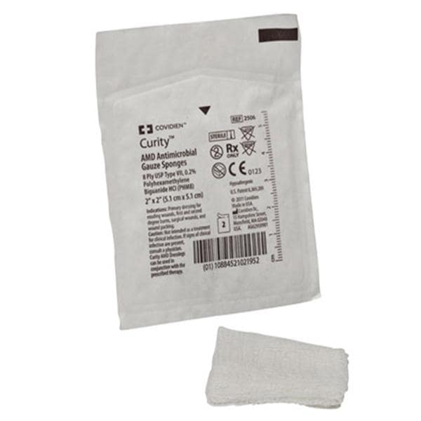 Curity AMD .2% PHMB Gauze Sponge 2x2 8-Ply Strl Type 7 LF