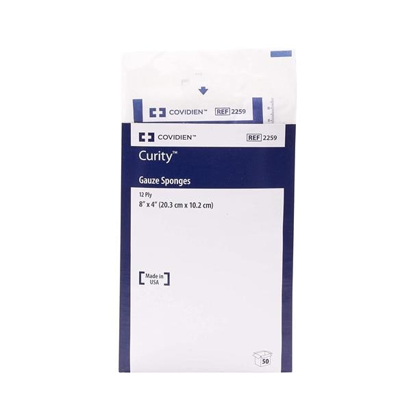 Curity Cotton/Woven Gauze Sponge 4x8" 12 Ply Sterile USP Type VII LF