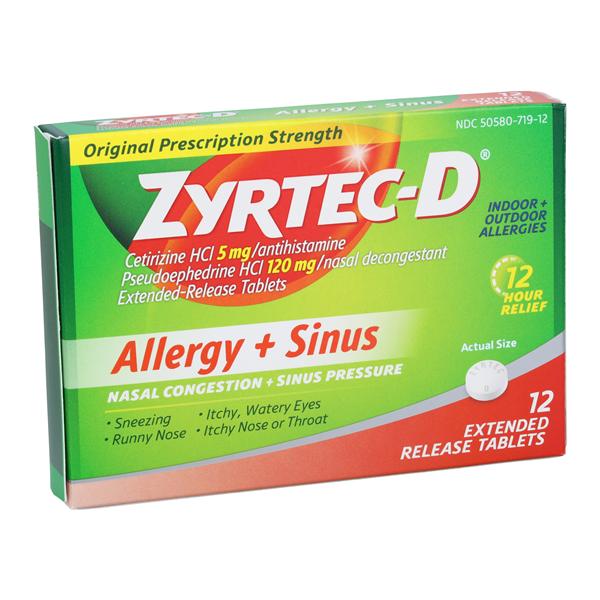 Zyrtec-D Allergy/Sinus Tablets 12/Bx