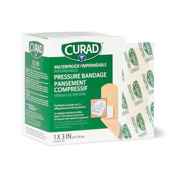Curad Pressure Bandage Cellulose/Plastic 1x2.75" Natural Sterile 100/Bx, 20 BX/CA
