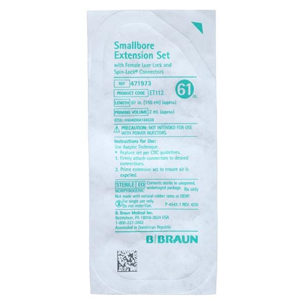 Peripheral IV Extension Set 61" Female Luer/Male Luer Lock Connector 100/CA