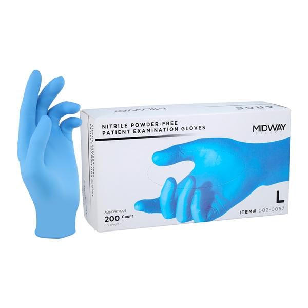 Nitrile Exam Gloves Large Blue Non-Sterile 200/Bx